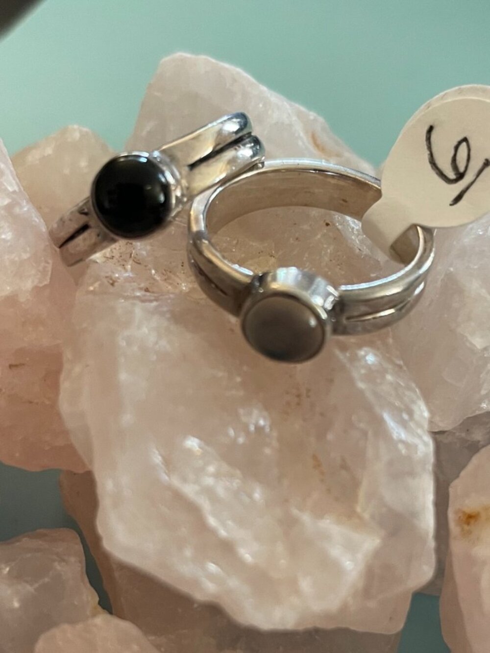 Sterling Silver Jewelry Bundle 2 Rings Size 6 Moonstone Onyx Minimalist 8 Grams